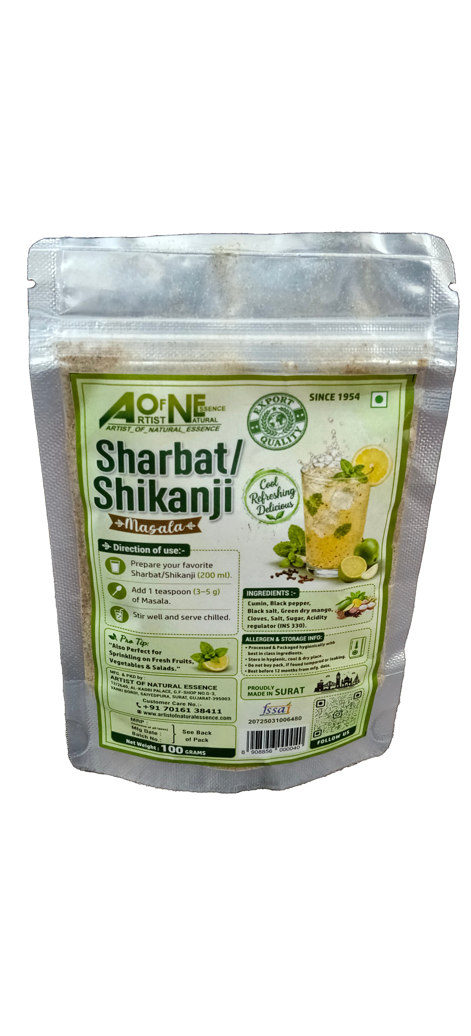 Artist of Natural Essence - Sharbat Shikanji Masala 100g Pack